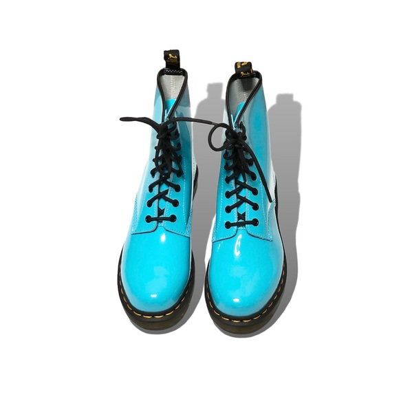 Free People x Dr. Martens 1460 Pascal Patent Leather Boots Turquoise $140 - Picture 4 of 16